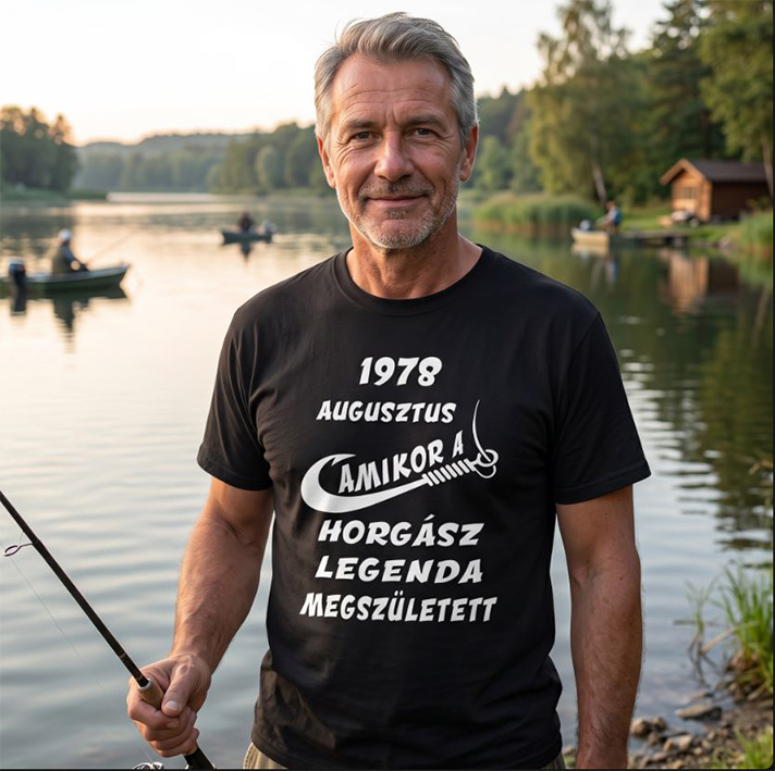 „…amikor a horgász legenda megszületett” horgász póló