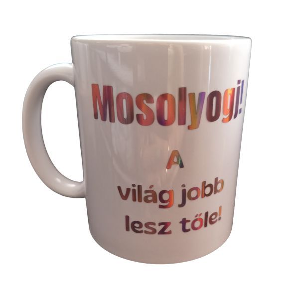 Mosolyogj-fehér bögre