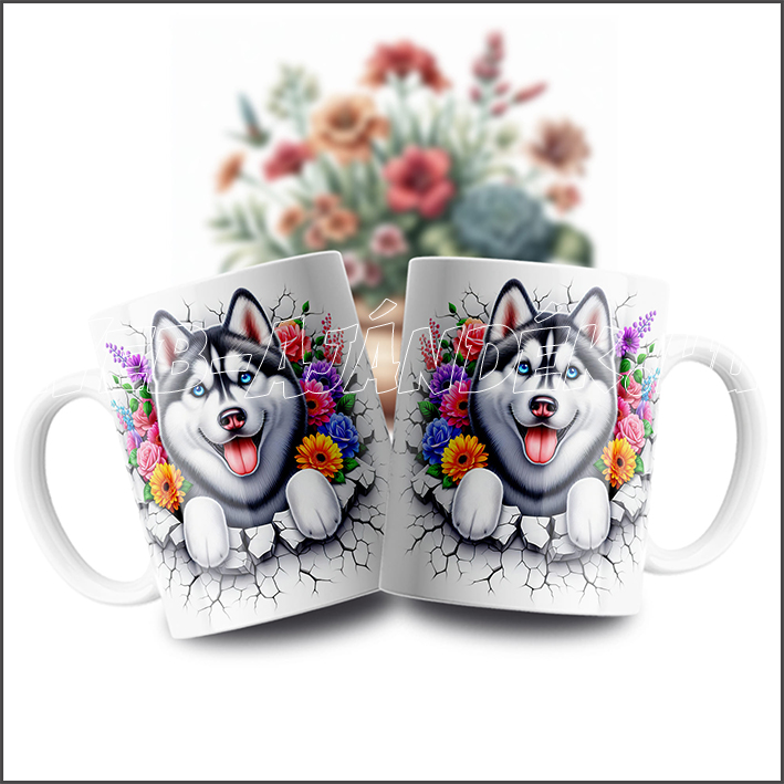 Szibériai husky kutyás bögre