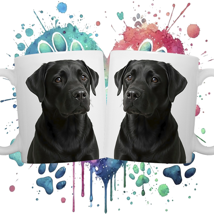 Fekete Labrador kutyás bögre saját fotóddal