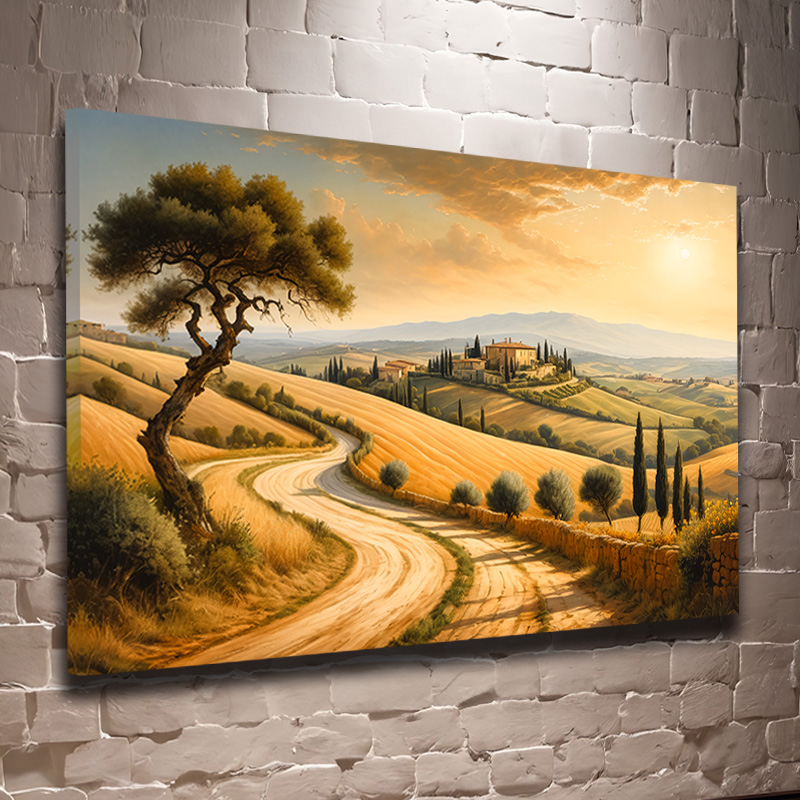 Valahol Toszkánában – Idilli tájkép olajfestmény