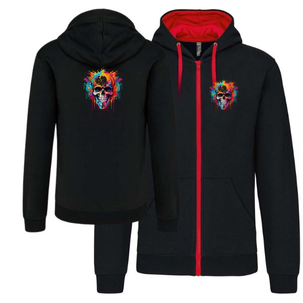 Koponya-fekete piros pulóver