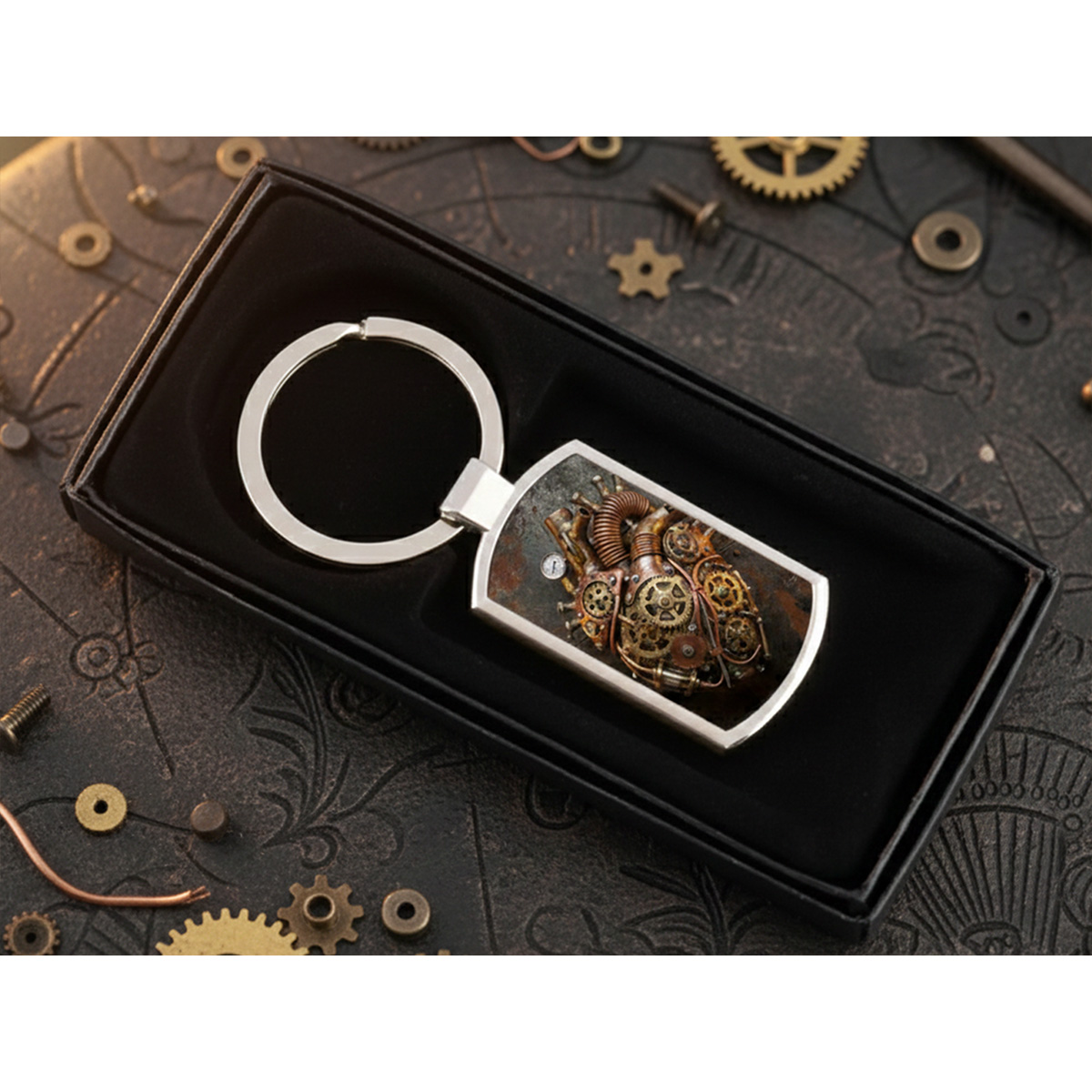 Steampunk Szív Fém Kulcstartó