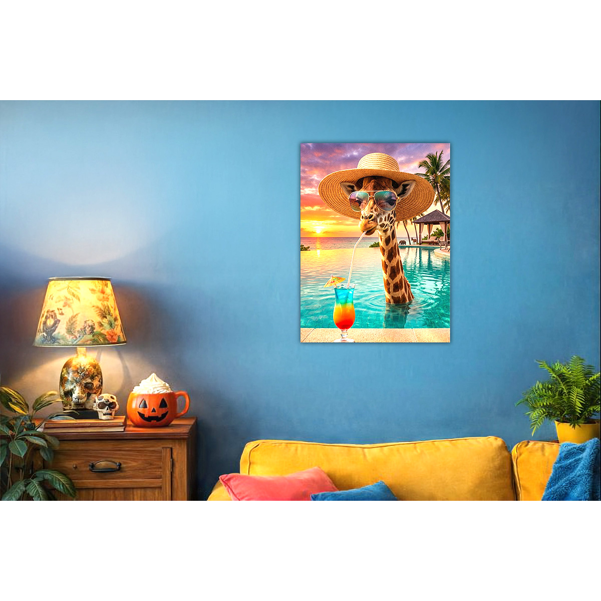 Long Island Giraffe alumínium poszter fúrásmentes rögzítéssel