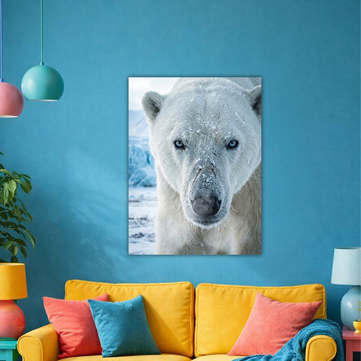 Jegesmedve alumínium falikép fúrásmentes rögzítéssel