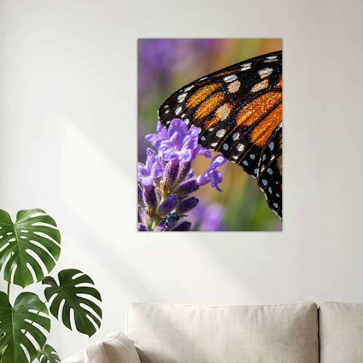 Pillangó a levendulán alumínium falikép fúrásmentes rögzítéssel
