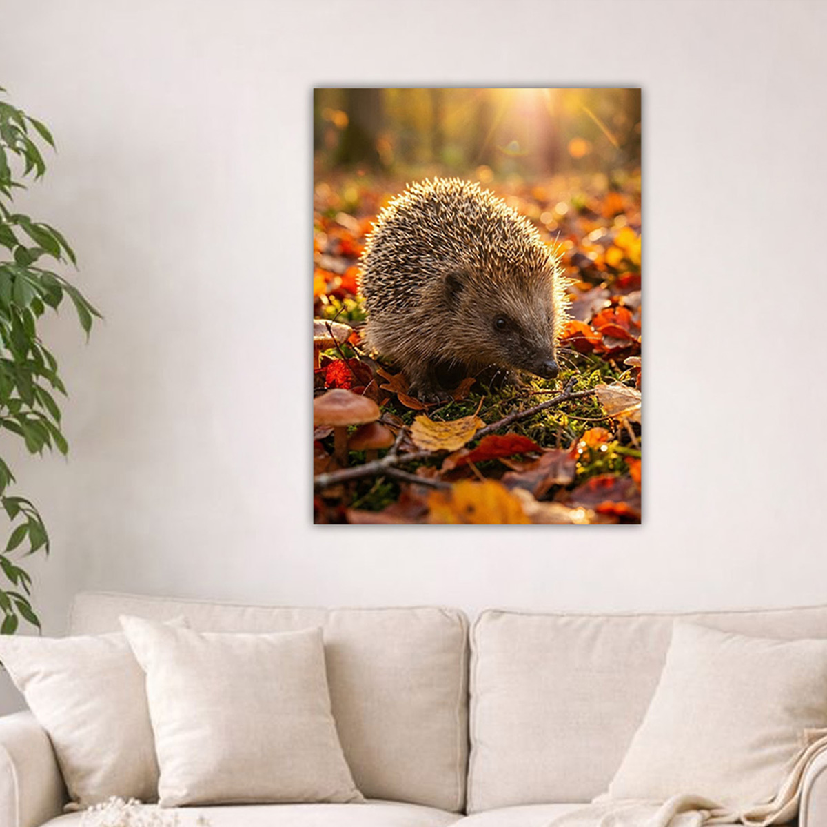 Sündisznó az avaron alumínium falikép fúrásmentes rögzítéssel