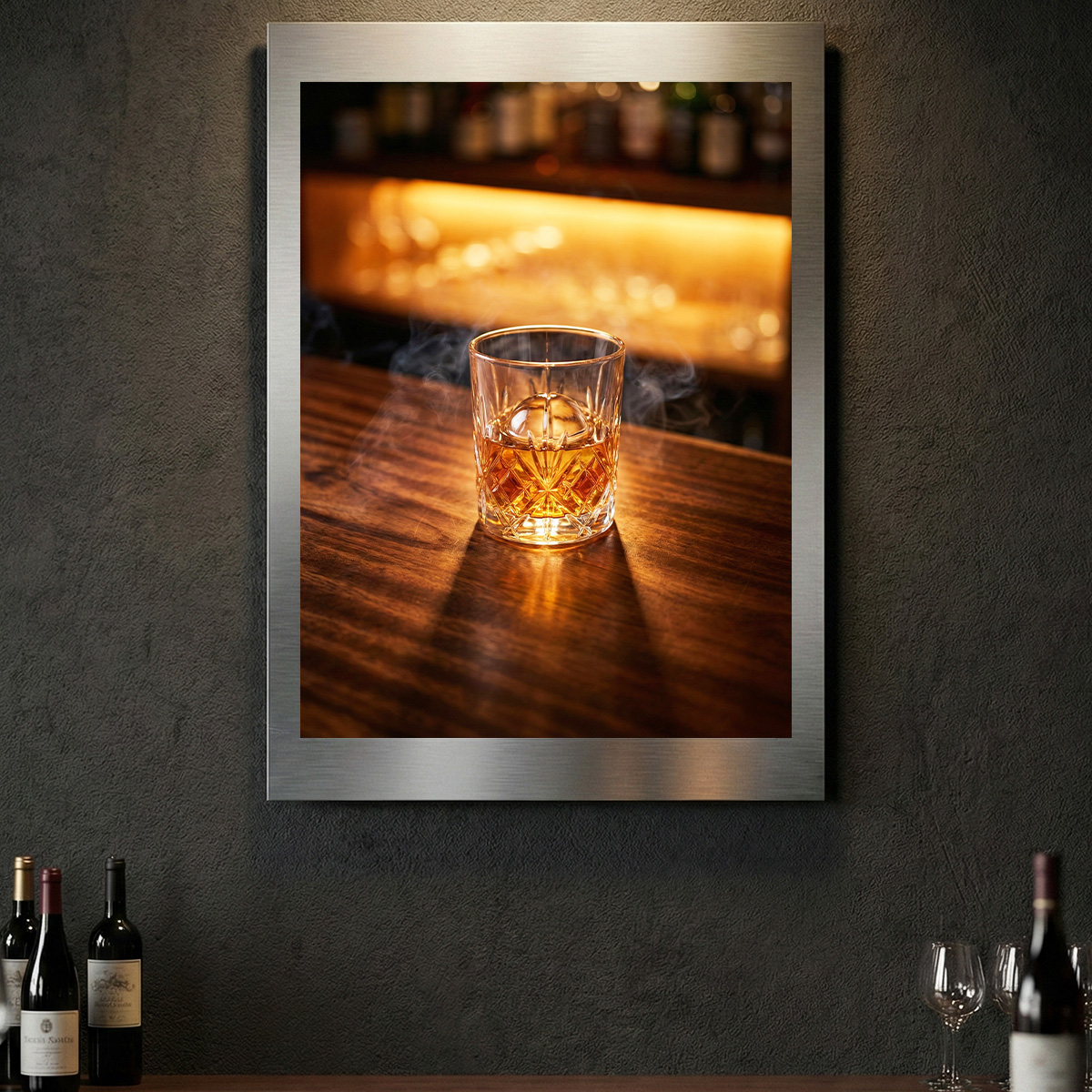 Whiskey és Füst alumínium poszter fúrásmentes rögzítéssel