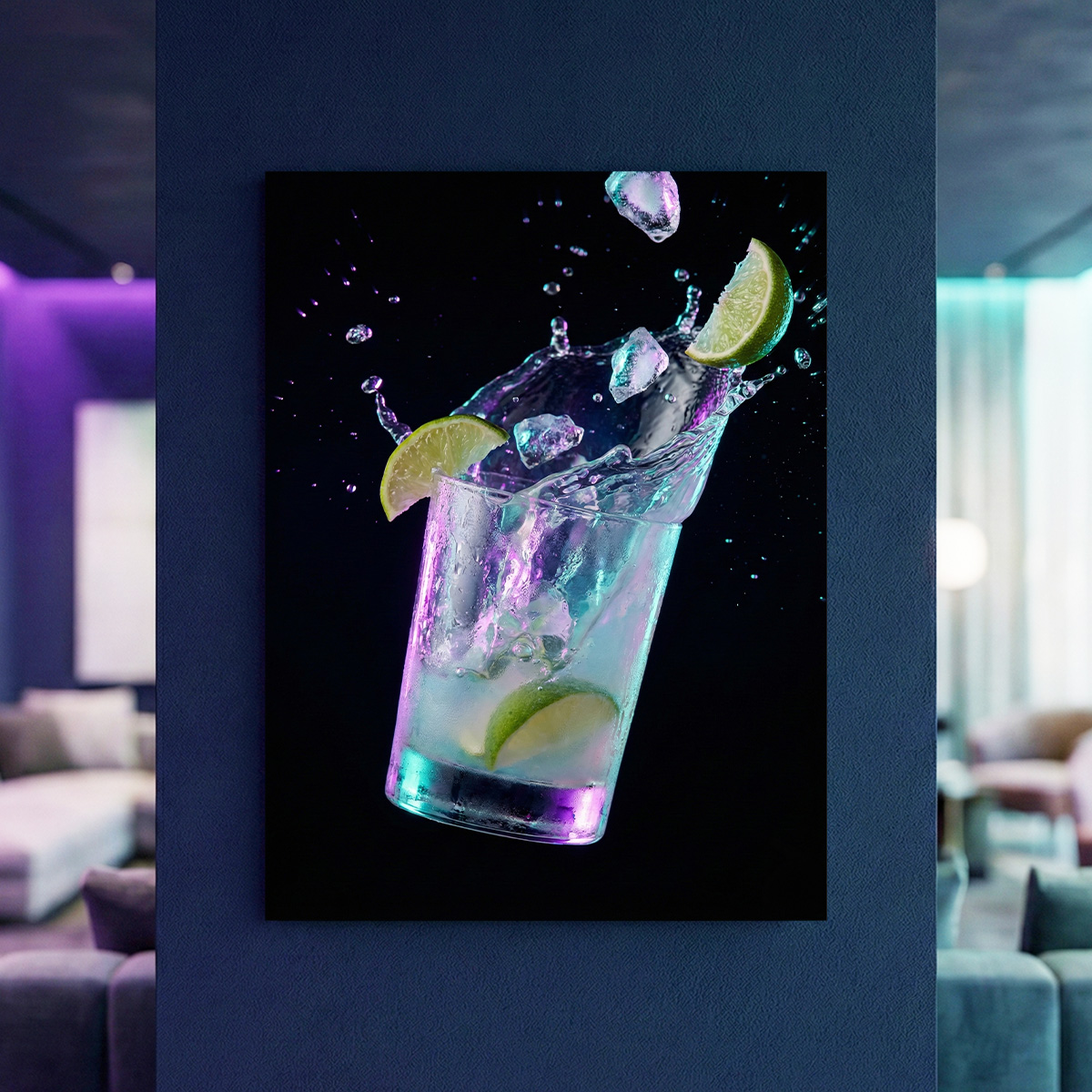 Exotikus Frissítő – Mojito Splash alumínium falikép fúrásmentes rögzítéssel