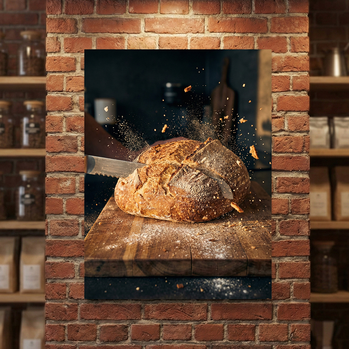 A Frissesség Hangja – Kovászos kenyér alumínium falikép fúrásmentes rögzítéssel