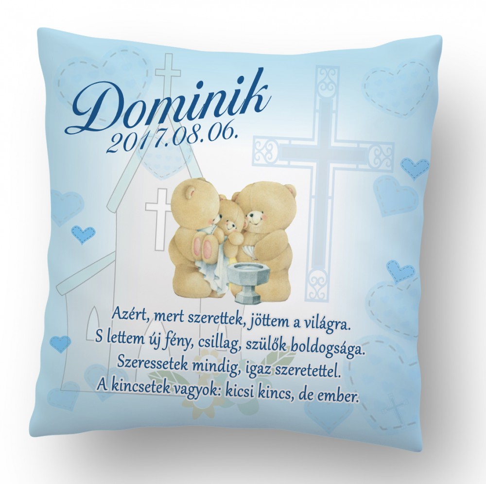 Ajándék párna Keresztelőre Kisfiúknak