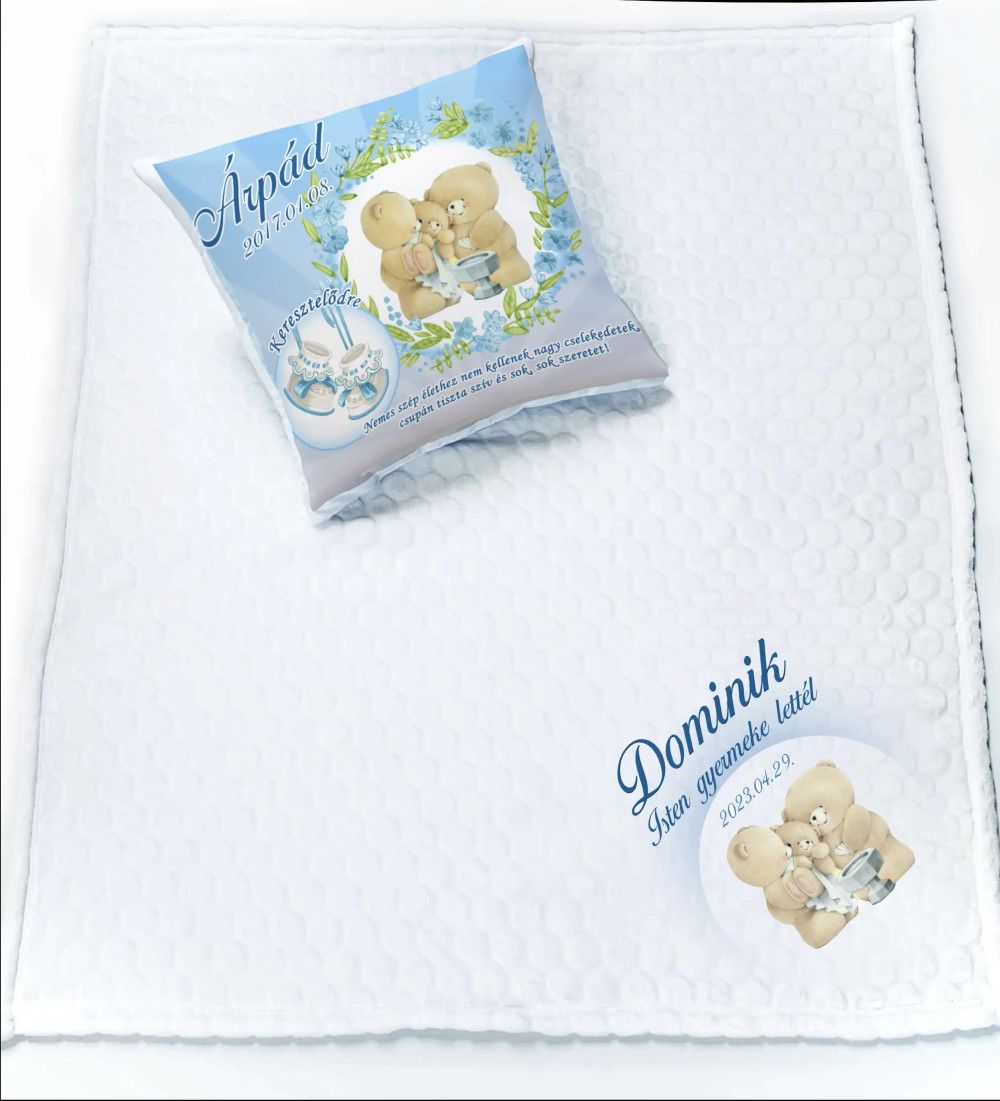 Takaró-párna szett keresztelőre