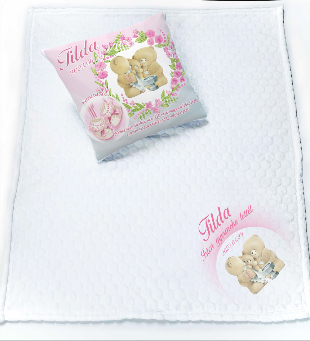 Takaró-párna szett keresztelőre