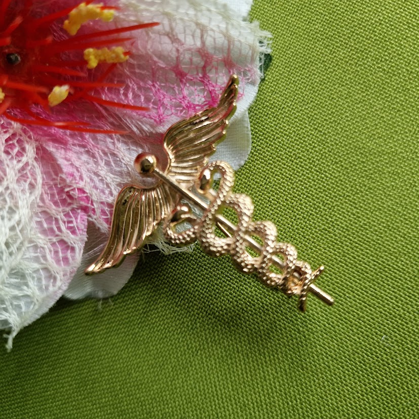 Kitűző Bross BRO260B  Caduceus avagy Hermész botja