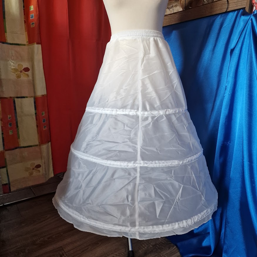 ESKÜVŐ ASZ03C - 3 körös ekrü menyasszonyi alsószoknya  abroncs kamaszoknak