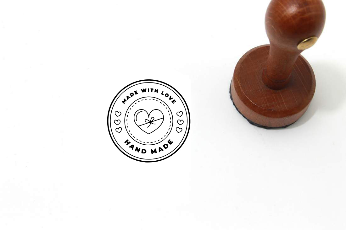 Handmade with love feliratos fanyeles pecsét