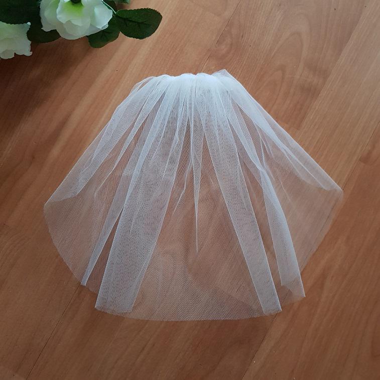 FTY01 - 1 rétegű szegetlen Hófehér MINI menyasszonyi fátyol 30x50cm