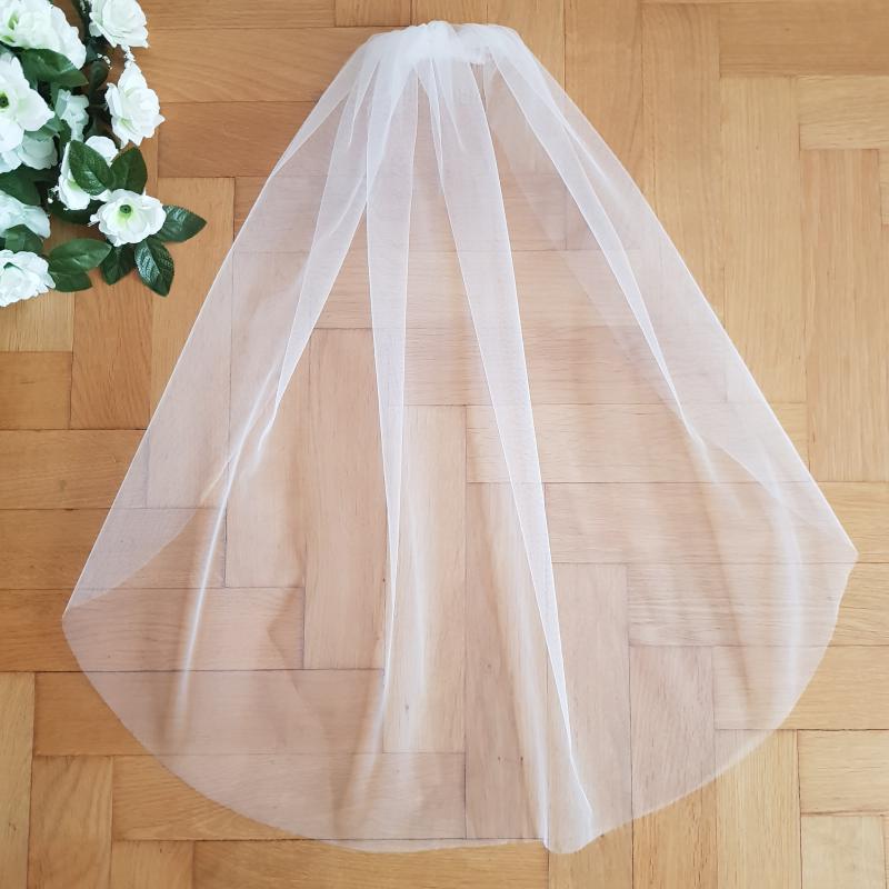 FTY21 - 1 rétegű szegetlen Ekrü MINI menyasszonyi fátyol 50x100cm