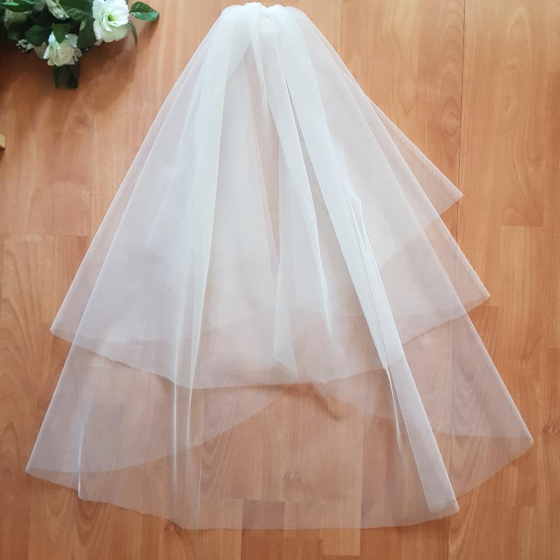 FTY85 - 2 rétegű szegetlen Ekrü menyasszonyi fátyol 60-80x150cm