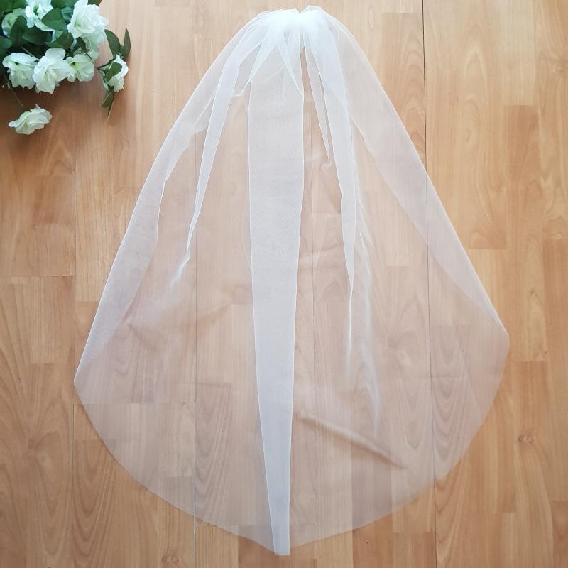 FTY33 - 1 rétegű szegetlen Hófehér menyasszonyi fátyol 80x100cm