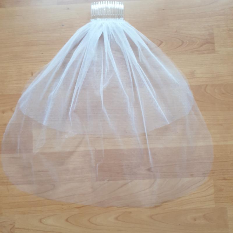 FTY57 - 2 rétegű szegetlen Hófehér MINI menyasszonyi fátyol 30-50x50cm