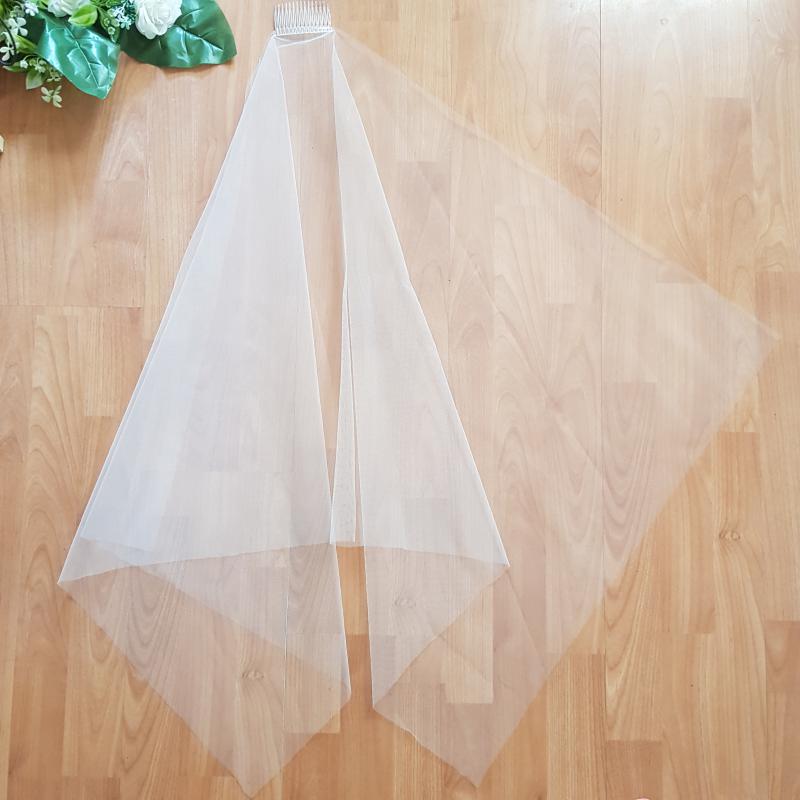 FTY100 - 1 rétegű szegetlen Ekrü menyasszonyi szögletes fátyol 80x150cm