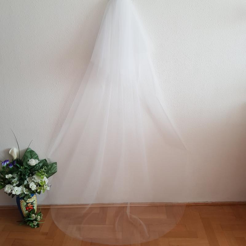 FTY132 - 2 rétegű szegetlen Hófehér menyasszonyi fátyol 60-200x150cm
