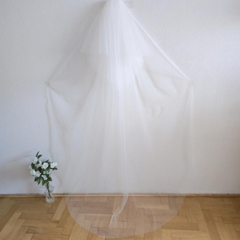 FTY133 - 2 rétegű szegetlen Ekrü menyasszonyi fátyol 60-200x150cm