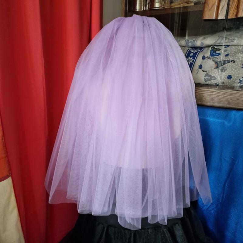 FTY135 - 2 rétegű szegetlen lila DÚS menyasszonyi fátyol 60-60x200cm GÓT stílusban