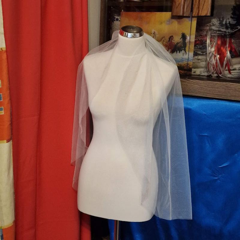 FTY148 - 1 rétegű szegetlen Ekrü menyasszonyi fátyol 78x140cm