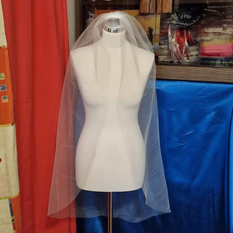 FTY149 - 1 rétegű szegetlen Ekrü menyasszonyi fátyol 110x120cm