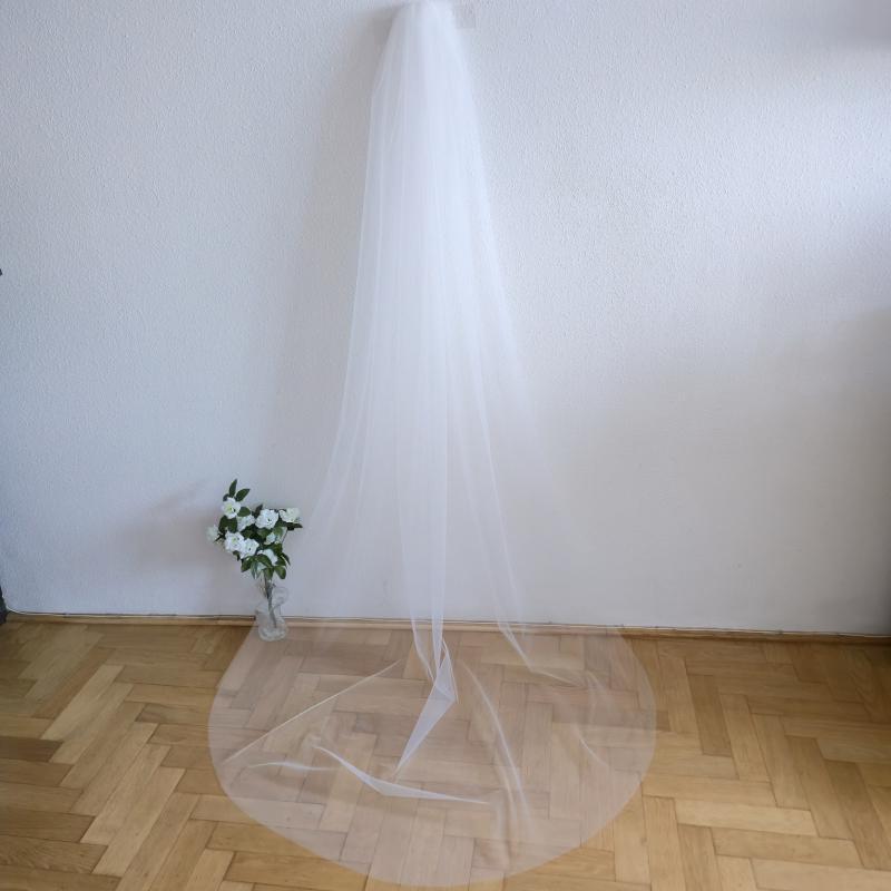 FTY151 - 1 rétegű szegetlen Hófehér menyasszonyi fátyol 230x150cm