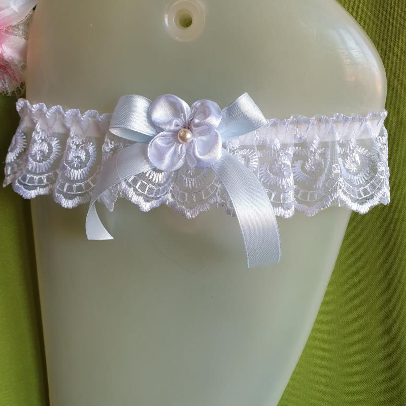 ESKÜVŐ HAK21 - 40mm-es Hófehér színű csipke Harisnyakötő Combcsipke