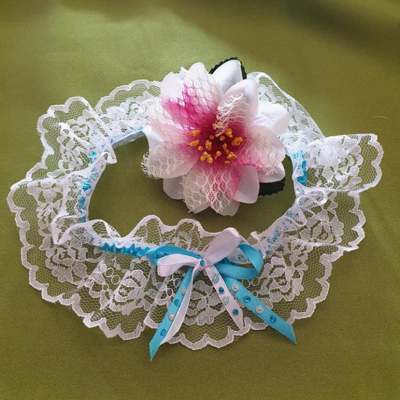 ESKÜVŐ HAK28 - 70mm-es Hófehér csipke Harisnyakötő Combcsipke