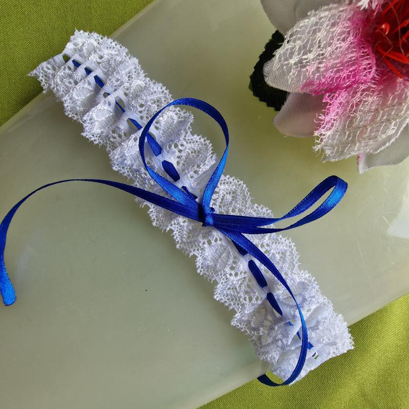 ESKÜVŐ HAK60 - 35mm-es szalagos hófehér csipke Harisnyakötő Combcsipke