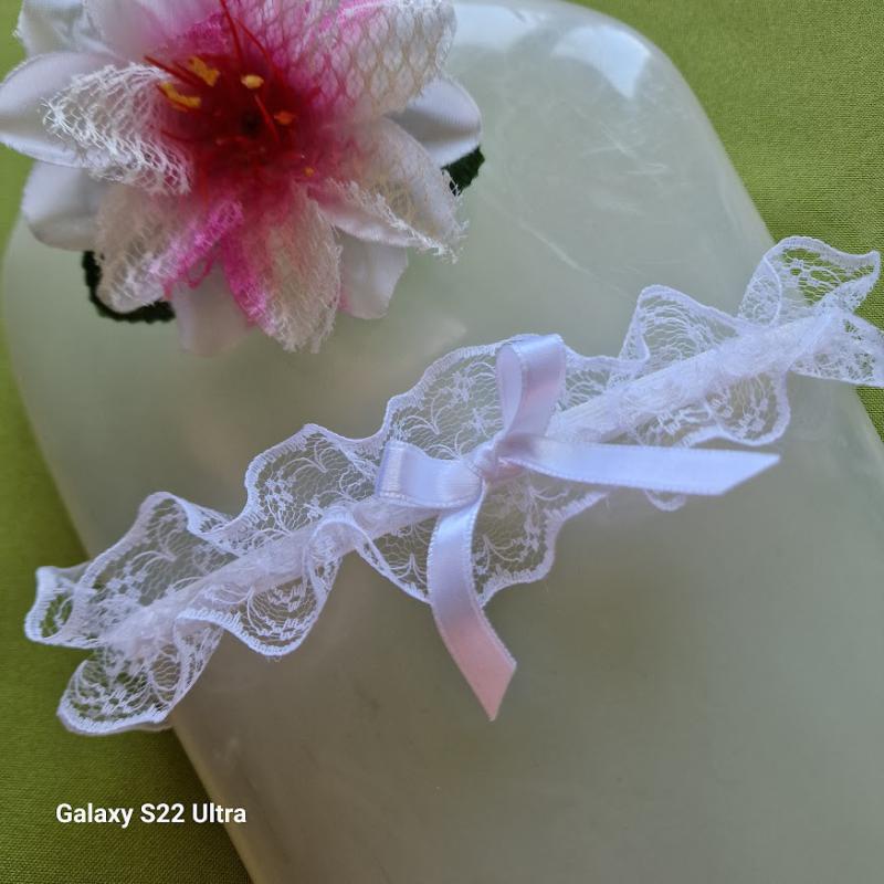 ESKÜVŐ HAK74 - 45mm-es fehér színű csipke Harisnyakötő Combcsipke