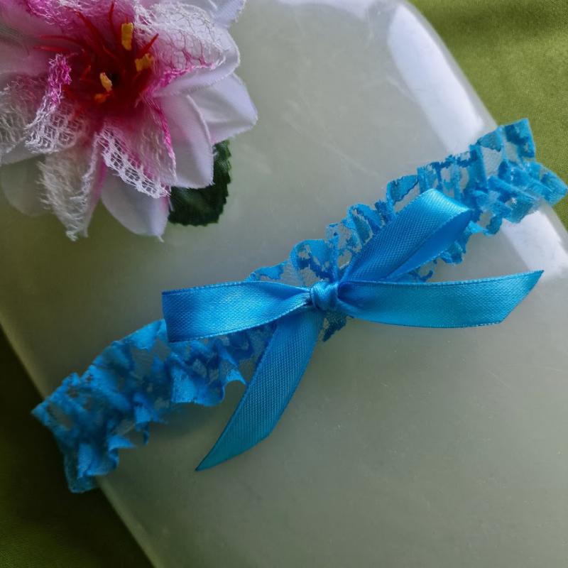 ESKÜVŐ HAK70 - 30mm-es masnis türkizkék csipke Harisnyakötő Combcsipke