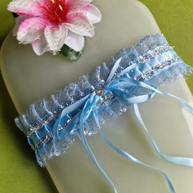 ESKÜVŐ HAK84 - 55mm-es Világoskék kék csipke Harisnyakötő Combcsipke Legényfogó