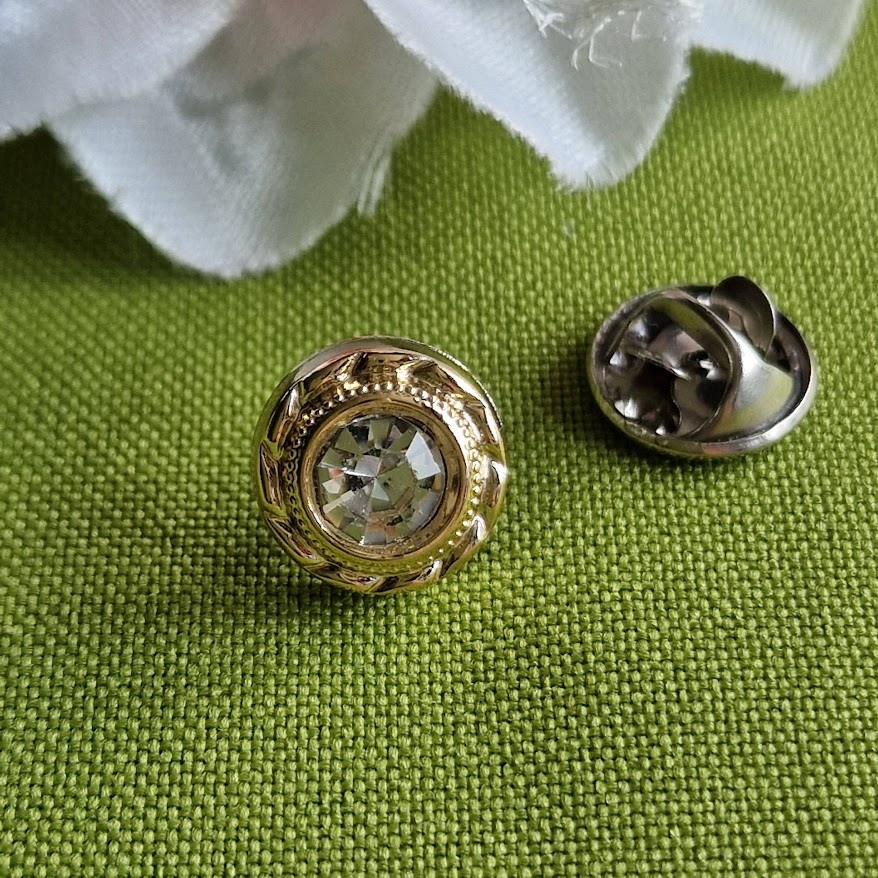 Kitűző bross BRO393 - Köves gomb 13mm