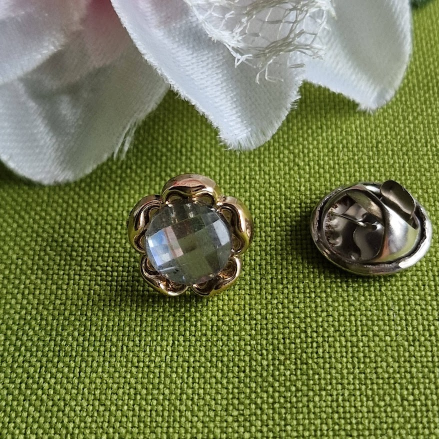 Kitűző bross BRO400 - Köves mintás gomb 12mm