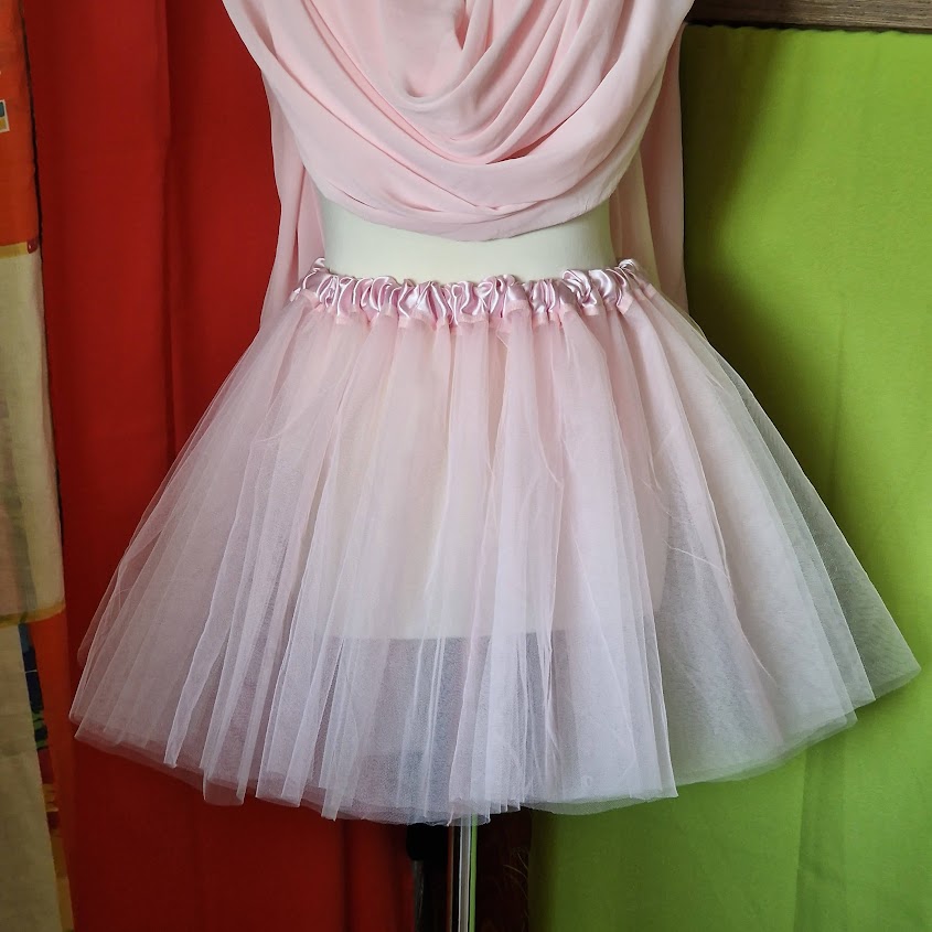 ESKÜVŐ ASZ58B - Rózsaszín 40cm hosszú pörgős tüll szoknya - bál esküvő farsang