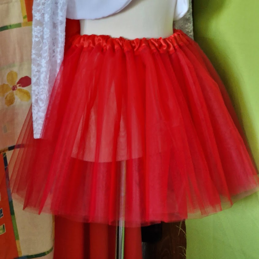 ESKÜVŐ ASZ58C - Piros pörgős 40cm-es tüll szoknya - bál esküvő farsang Kedves Menyasszon
