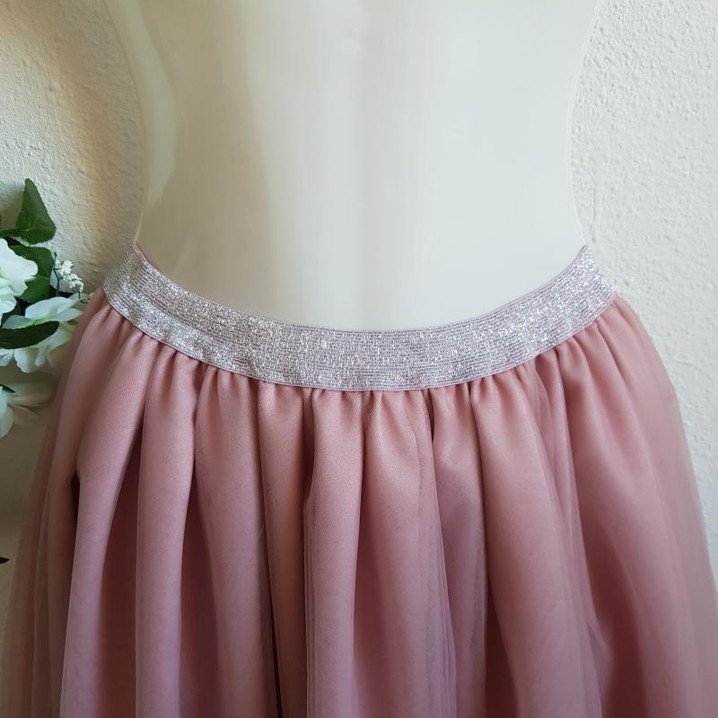 ESKÜVŐ ASZ36H – 5 rétegű átmenetes púder maxi tüll szoknya csillogós derékkal