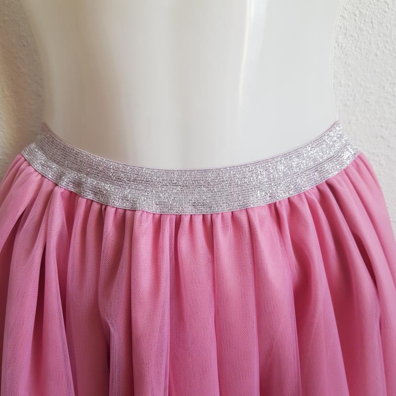 ESKÜVŐ ASZ36K – 5 rétegű élénk rózsaszín maxi tüll szoknya csillogós derékkal