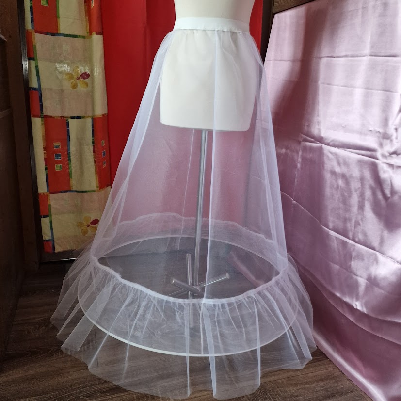 ESKÜVŐ ASZ64 - kb 80cm-es 1 körös fodros fehér menyasszonyi alsószoknya abroncs