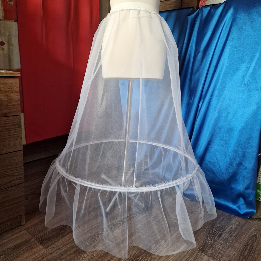 ESKÜVŐ ASZ64B - kb  80cm-es 1 körös fodros fehér menyasszonyi alsószoknya  abroncs