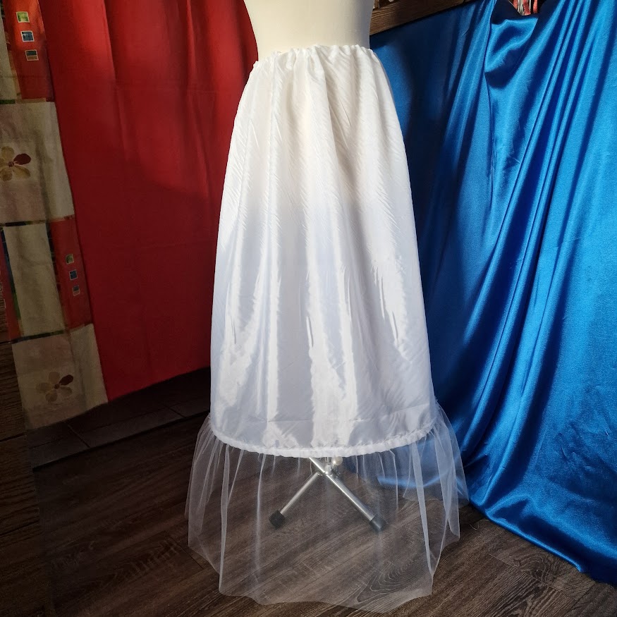 ESKÜVŐ ASZ68B - 53cm-es 1 körös fodros fehér selyem menyasszonyi alsószoknya abroncs