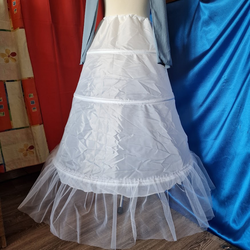 ESKÜVŐ ASZ72 - 3 körös fehér selyem menyasszonyi alsószoknya abroncs tüll fodros