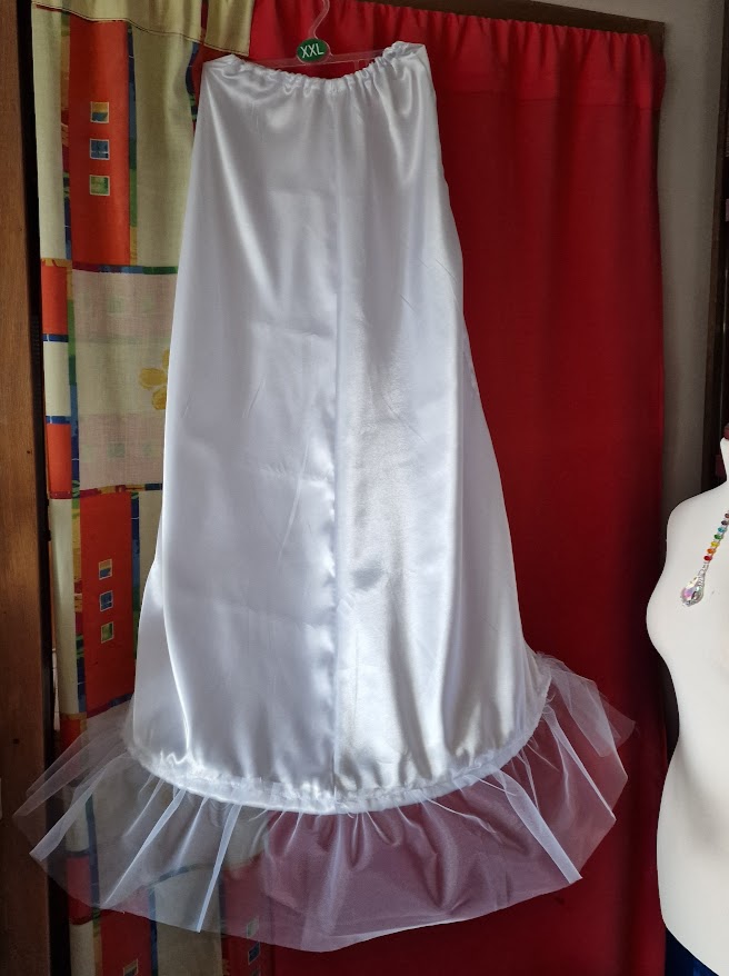 ESKÜVŐ ASZ81B - 56cm-es 1 körös fodros fehér szatén menyasszonyi alsószoknya abroncs