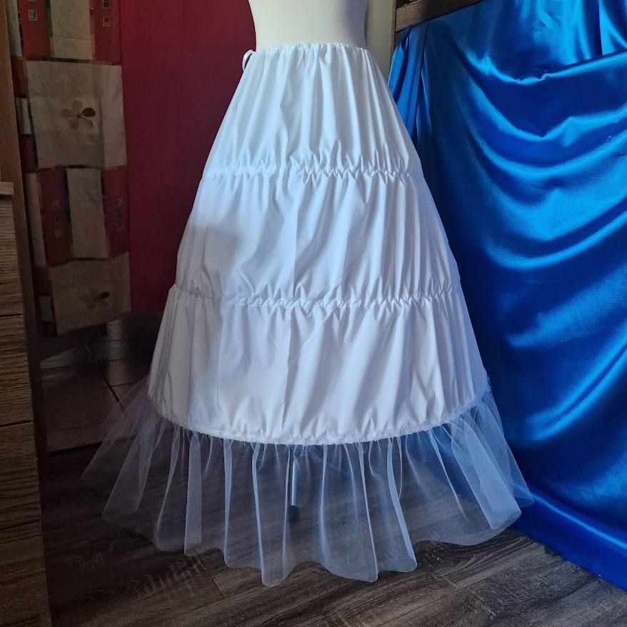 ESKÜVŐ ASZ88 - 3 körös fehér menyasszonyi alsószoknya abroncs tüll fodros